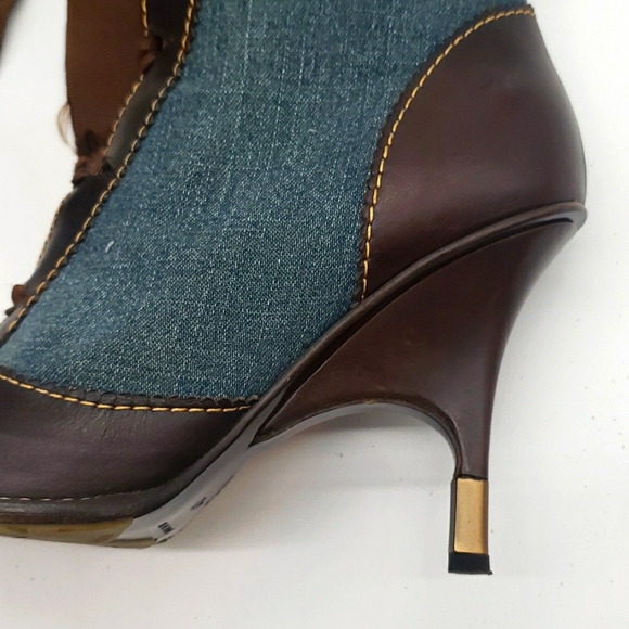GIUSEPPE ZANOTTI LEATHER & DENIM JEANS BOOTS 2 1/2 INCH HEELS 👠 SIZE 40 - Picture 10 of 15